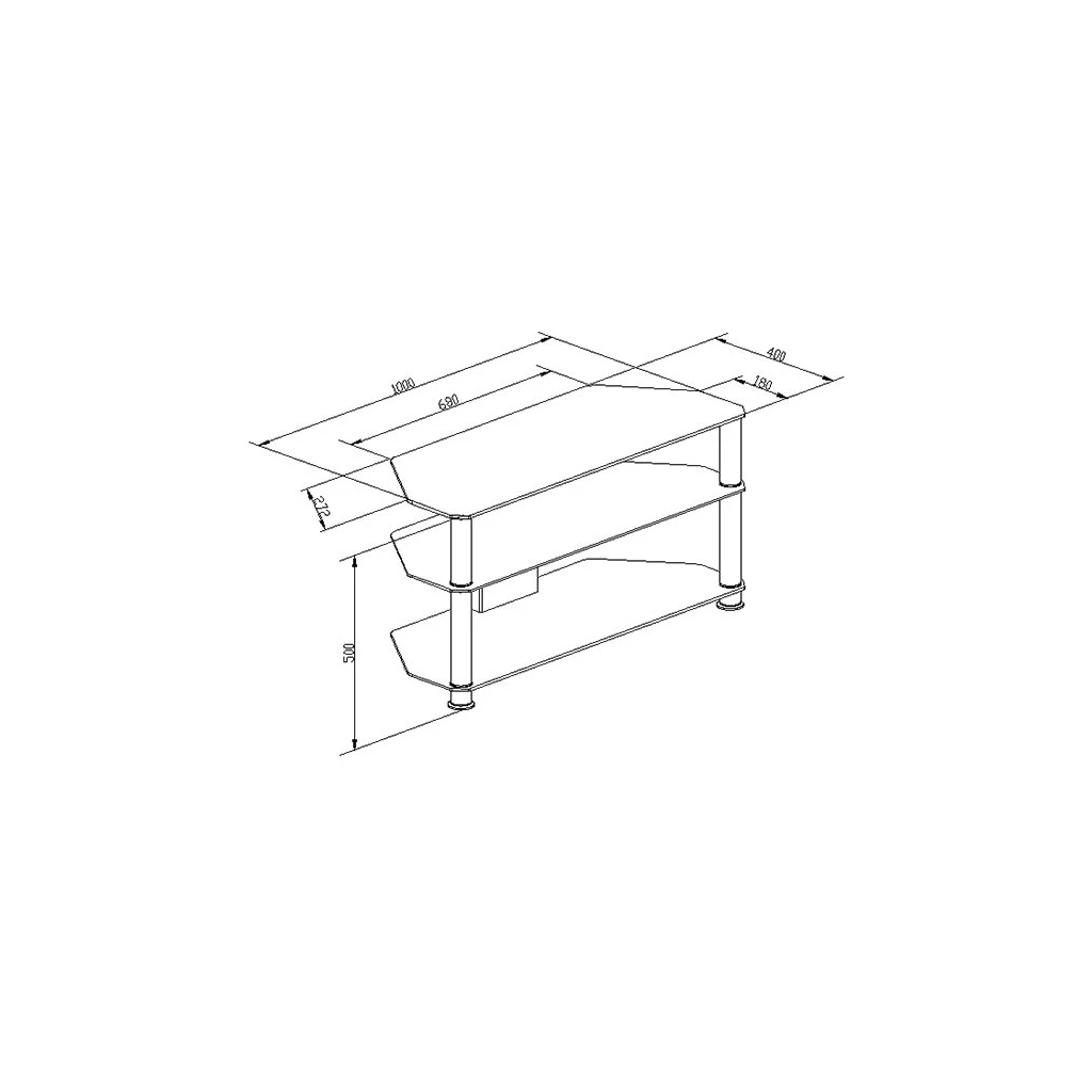 Stalak za TV GNC AVS040-1000, staklo black/black 1000x400x500mm - image 1