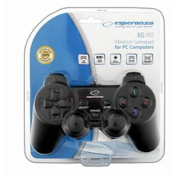 Game Pad ESPERANZA WARRIOR, vibration, PC, USB, black, EG102 - thumbnail 1