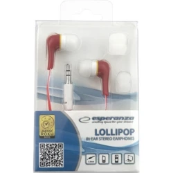 Slušalice ESPERANZA LOLLIPOP In-Ear, Noise dampening + Amplified BASS, red, EH146R - thumbnail 1