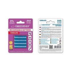 Punjive baterije ESPERANZA RECHARGEABLE Ni-MH AAA 1000MAH 4kom. blue, EZA102B - thumbnail 1