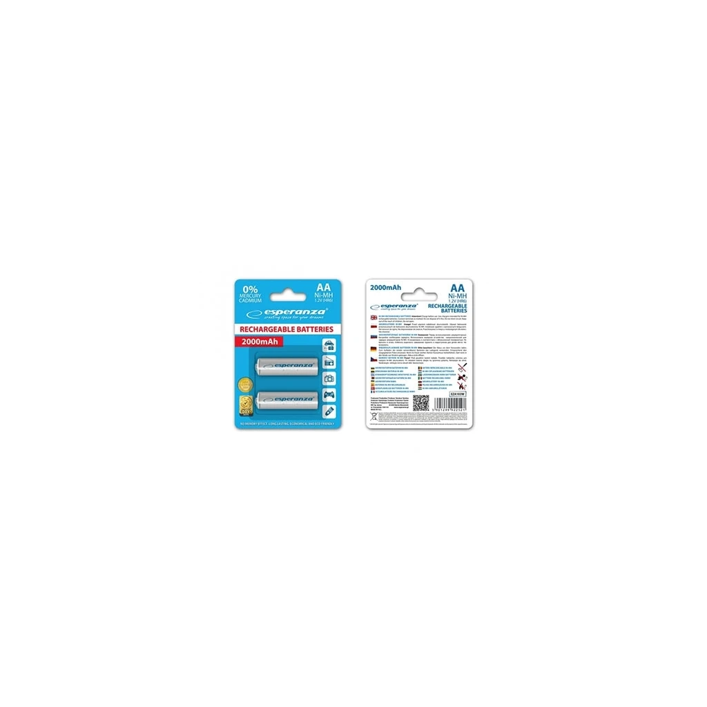 Punjive baterije ESPERANZA RECHARGEABLE Ni-MH  AA 2000MAH 2kom. white, EZA103W - image 1