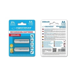 Punjive baterije ESPERANZA RECHARGEABLE Ni-MH  AA 2000MAH 2kom. white, EZA103W - thumbnail 1