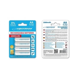 Punjive baterije ESPERANZA RECHARGEABLE Ni-MH AA 2000MAH 4kom. white, EZA104W - thumbnail 2