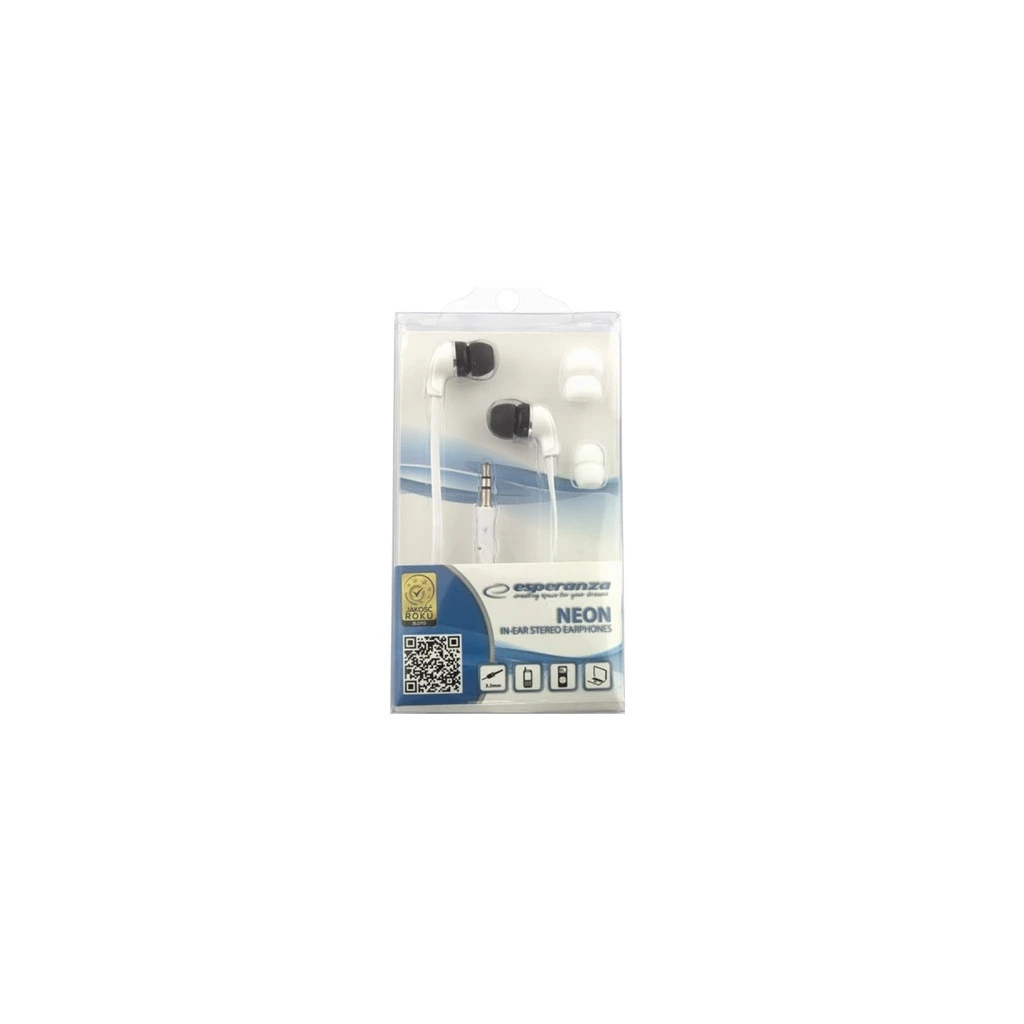 Slušalice ESPERANZA NEON In-Ear, Amplified BASS , white, 2x spare rubber pads EH147W - image 1