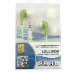 Slušalice ESPERANZA LOLLIPOP In-Ear, Noise dampening + Amplified BASS, green, EH146G - thumbnail 2
