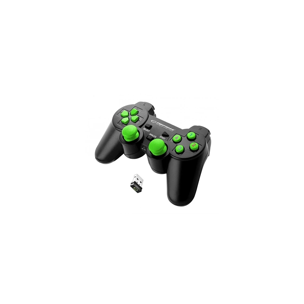 Game Pad ESPERANZA GLADIATOR, vibration, PS3/PC, wireless, black/green, EGG108G - image 1