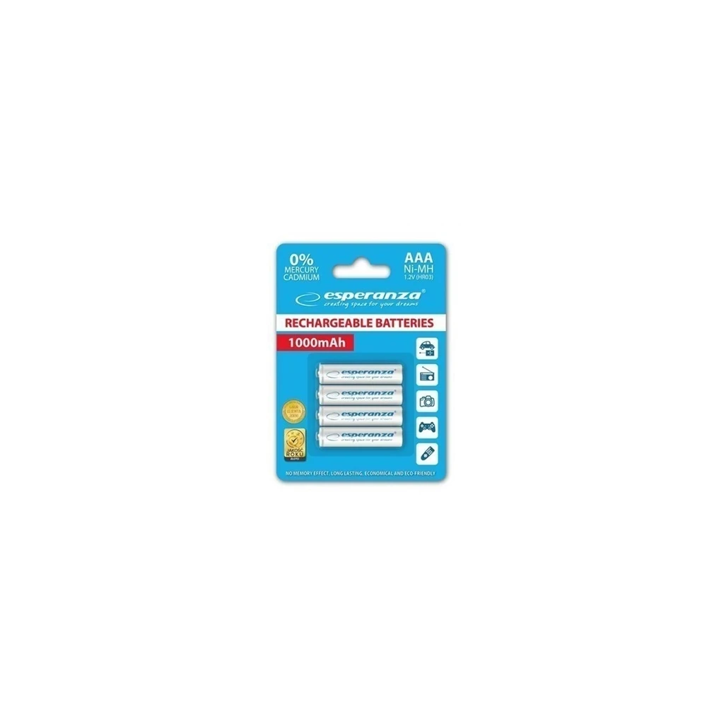 Punjive baterije ESPERANZA RECHARGEABLE Ni-MH AAA 1000MAH 4kom. white, EZA102W - image 1