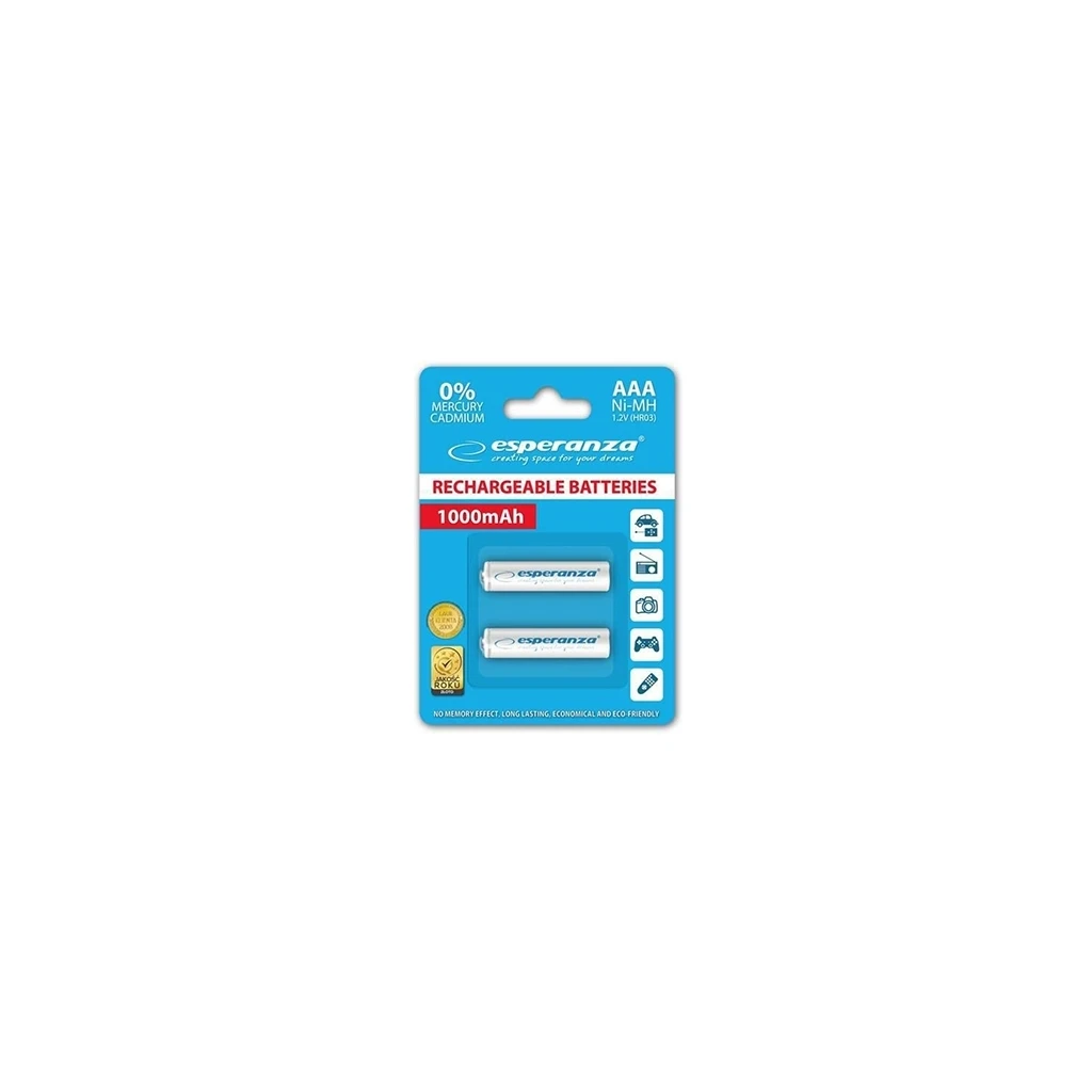 Punjive baterije ESPERANZA RECHARGEABLE Ni-MH AAA 1000MAH 2kom. white, EZA101W - image 1