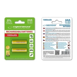 Punjive baterije ESPERANZA RECHARGEABLE Ni-MH AAA 1000MAH 2kom. yellow, EZA101Y - thumbnail 2