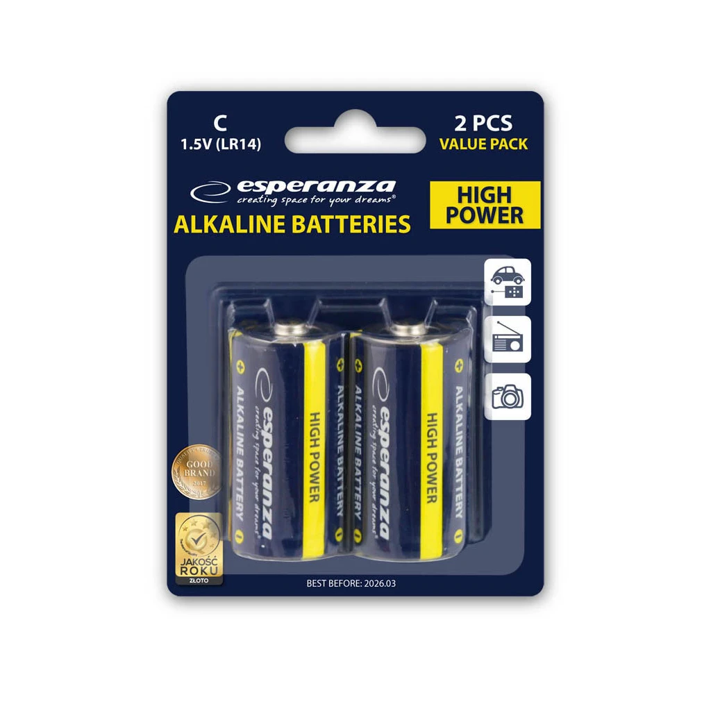 Baterije ESPERANZA ALKALINE BATTERIES C LR14 2 kom. EZB107 - image 1
