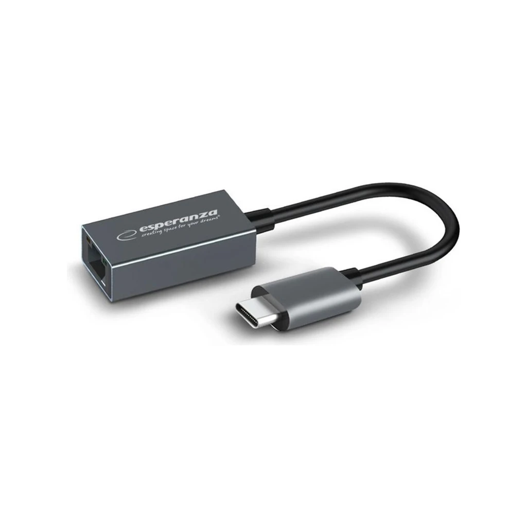 USB to LAN Ethernet gigabit adapter converter USB Type-C plug/RJ45, ESPERANZA, 10/100/1000 ENA102 - image 1