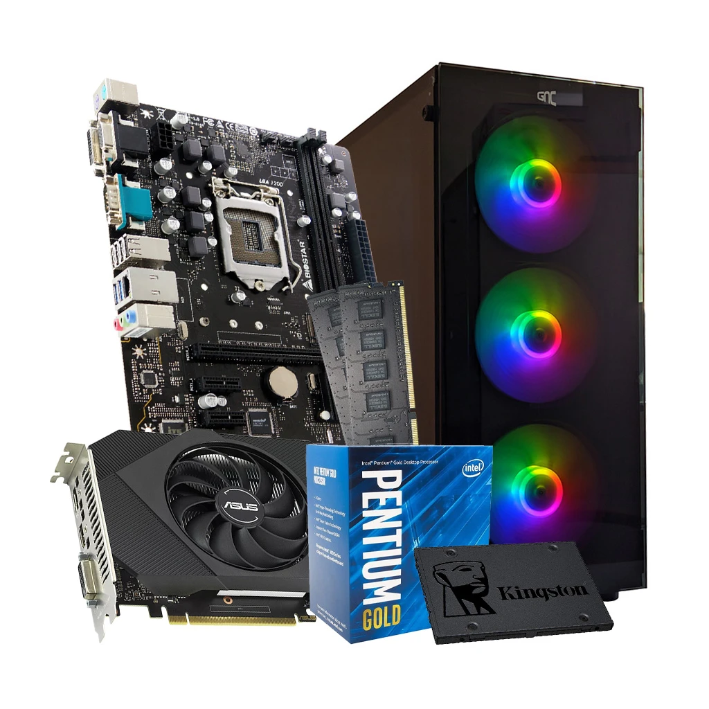 GNC STUDENT PENTIUM G6400 4.0GHz, H410MHG, RAM 16GB DDR4 2666, Asus GTX1630- 4GB, SSD 240 GB, GNC 3X120mm RGB, Sharkon 500W, NO OS, 2Y - image 1