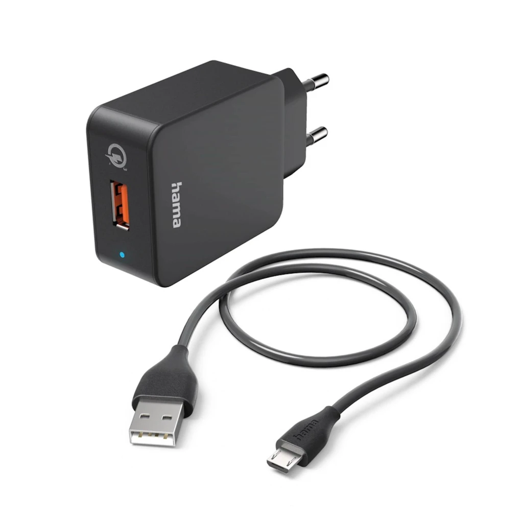 Punjač set, micro USB HAMA, 19,5W, 1,5m crni - image 1
