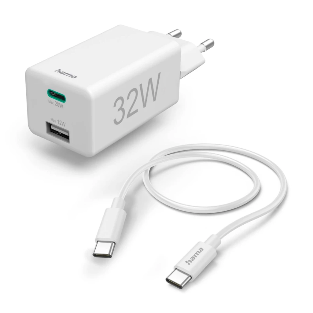 Punjač set HAMA USB-C, 32W, QC, bijeli - image 1