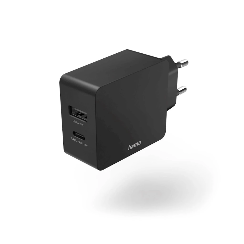 Punjač HAMA USB-C + USB-A, baza, 30W, crni QC - image 1