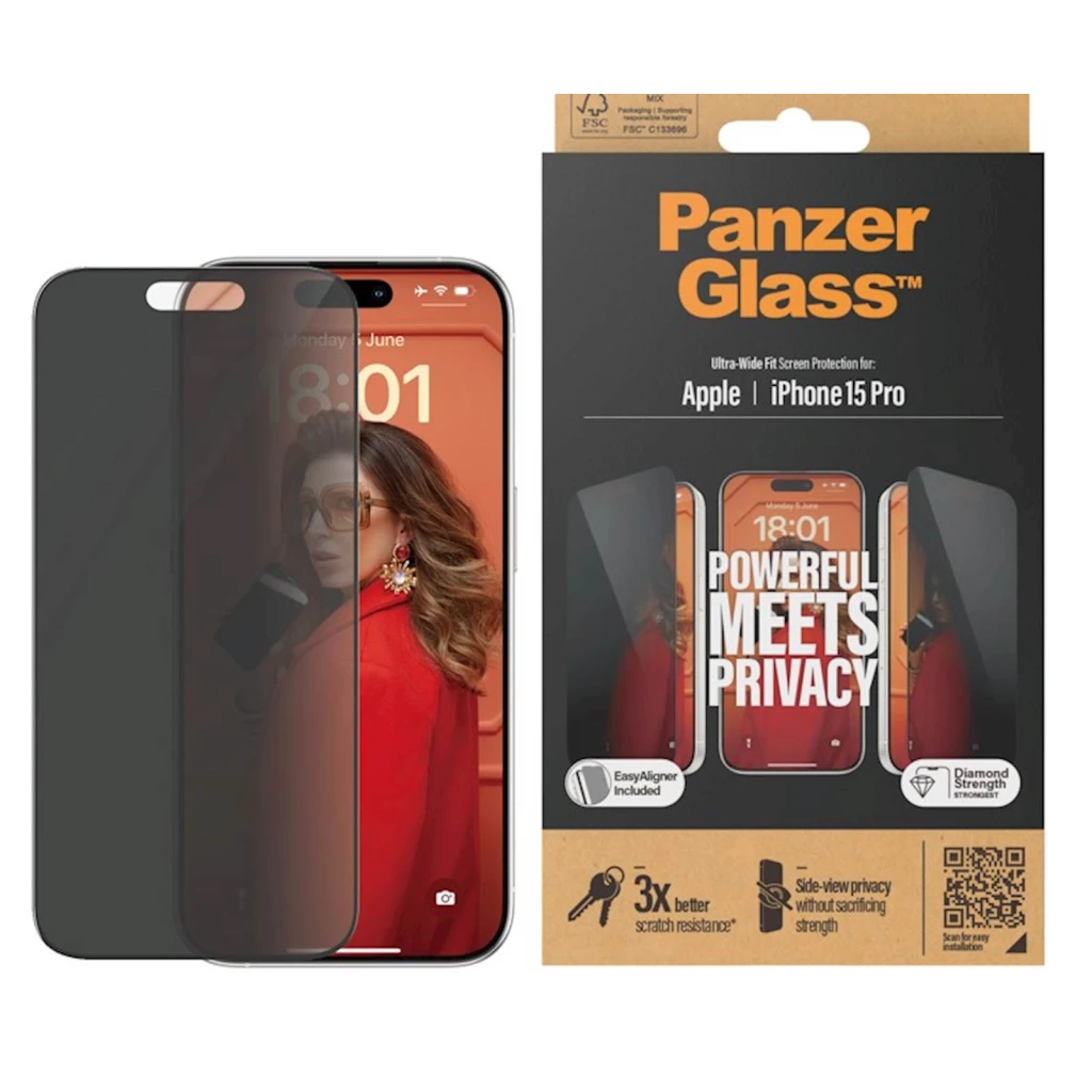 Zaštitno staklo PG iPhone 15 Pro Privacy - image 1