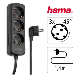 Produžni kabl Hama 3 utičnice, 1.4m crni - thumbnail 2