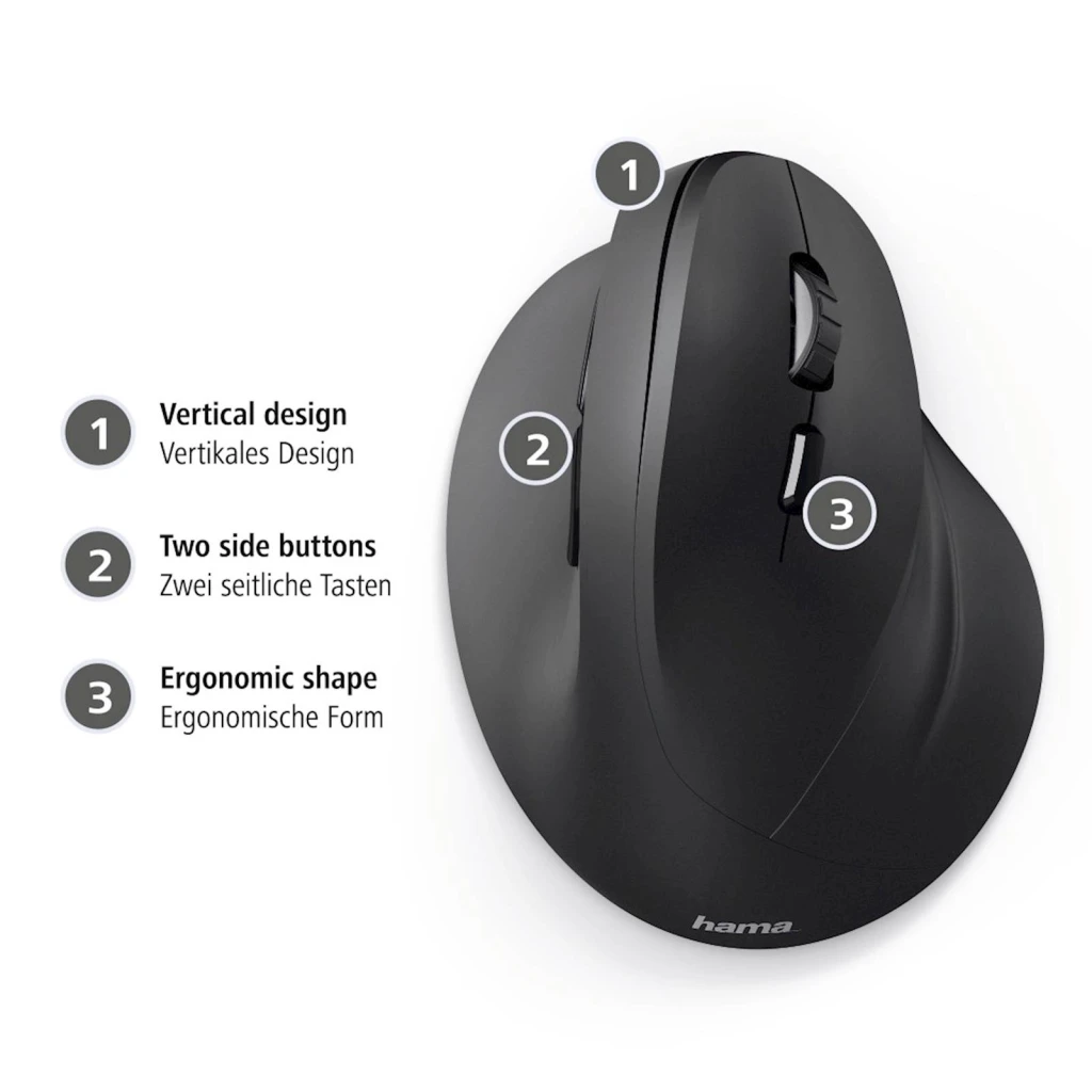 MIŠ HAMA EMW-500 ERGONOMSKI, OPTIČKI, 6 tipki, crni - image 1