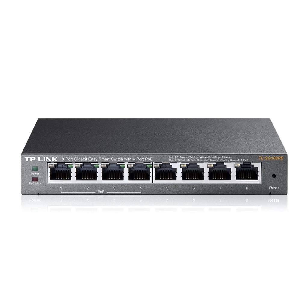 TP-Link TL-SG108PE 8-Port Gigabit Desktop PoE+ Pametni Switch - 8 Gigabit RJ45 portova, 4 PoE+ - image 1