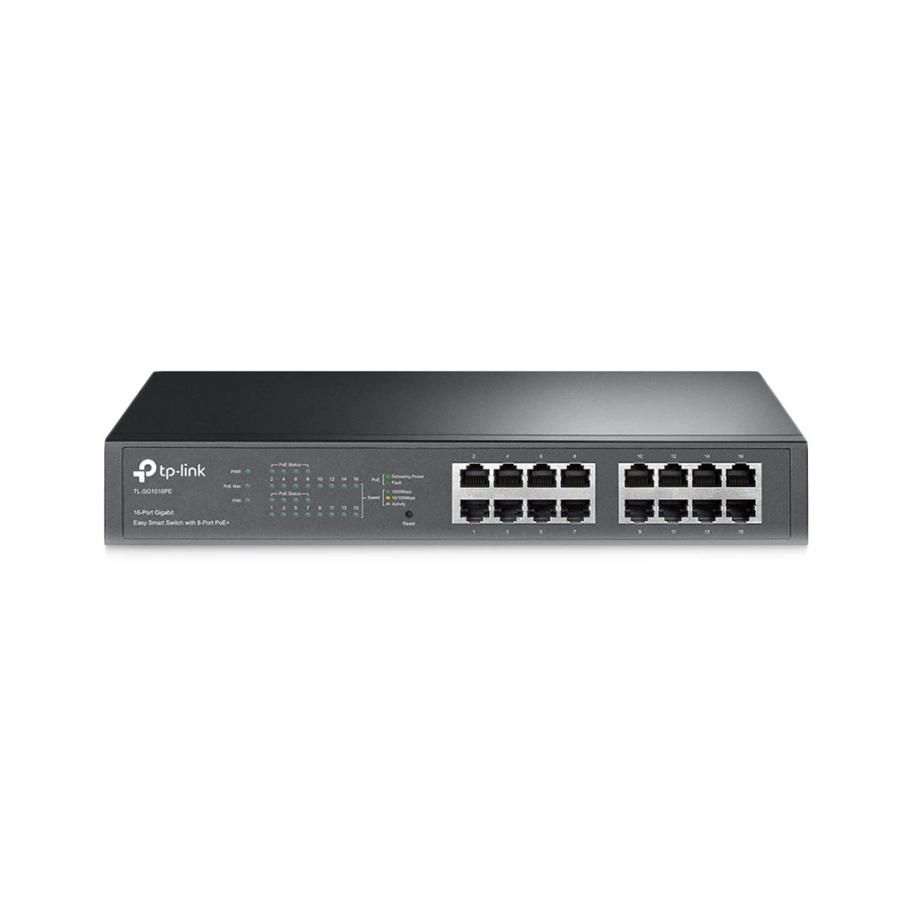 TP-Link TL-SG1016PE 16-Port Gigabit Desktop/Rackmount PoE+ Easy Smart Switch 16 Gigabit RJ45 ports including 8 - image 1