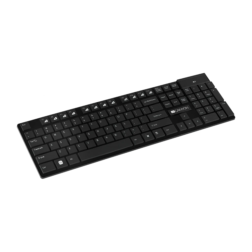 CANYON 2.4GHZ wireless keyboard 104 keys slim design chocolate key caps AD layout black 425*130*235mm - image 1