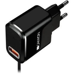CANYON charger H-041 2.1A/USB-A built-in MicroUSB Black Silver - thumbnail 2