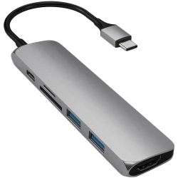 Satechi Aluminum Type-C Slim Multi-Port Adapter 4K V2 Space Gray - thumbnail 1