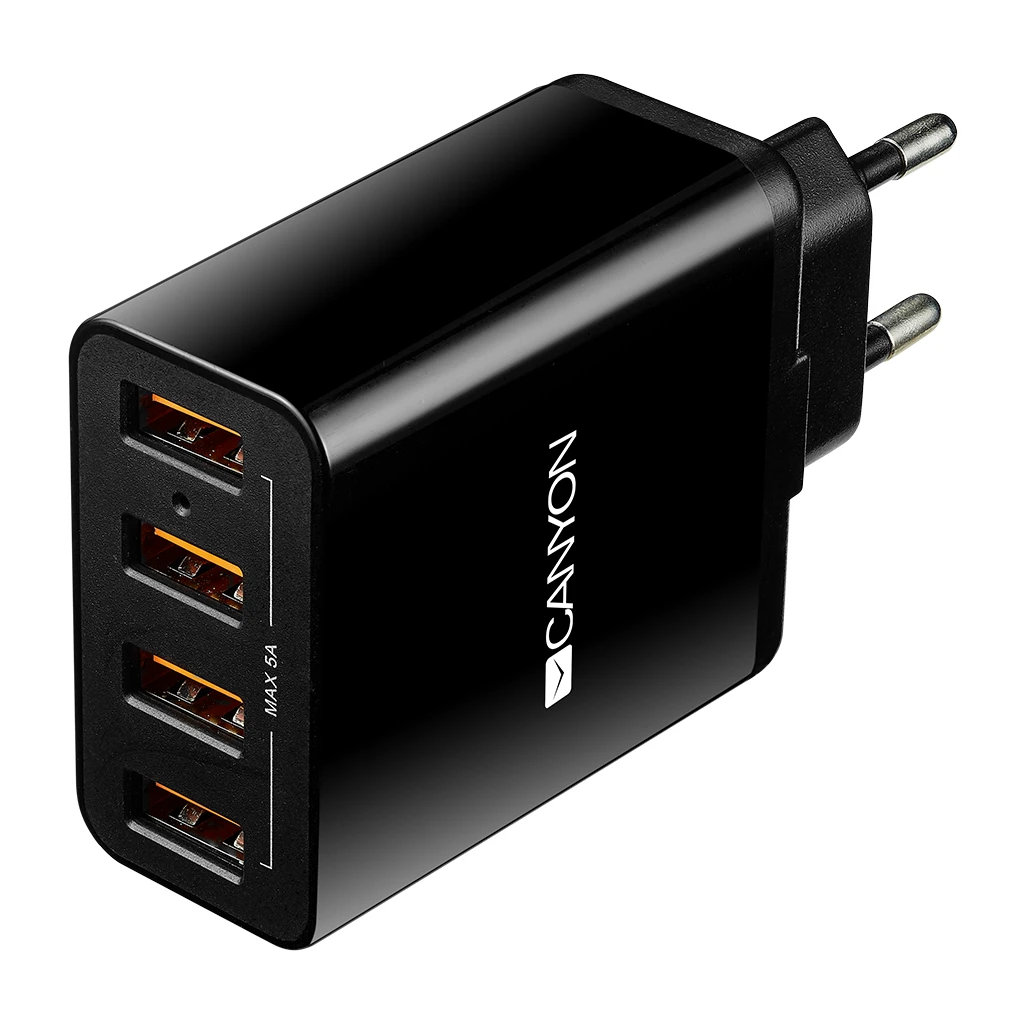CANYON H-06 Universal 4xUSB AC charger in wall with over-voltage protection Input 100V-240V Output 5V-5A - image 1