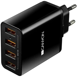 CANYON H-06 Universal 4xUSB AC charger in wall with over-voltage protection Input 100V-240V Output 5V-5A - thumbnail 1