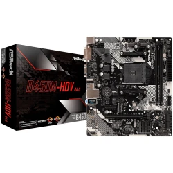 ASROCK Main Board Desktop B450M-HDV R4.0 SAM42xDDR41xPCI 3.0x161xPCI Ex1SATA III1xM.21xUlraM.2USB3.0GLAN VGADVIHDMI mATX Retail - thumbnail 1
