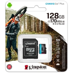 Kingston 128GB microSDXC Canvas Go Plus 170R A2 U3 V30 Card + ADP EAN: 740617301182 - thumbnail 3