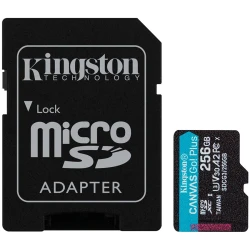 Kingston microSD 256GBCanvasGoPlusr/w:170MB/s/90MB/s,with adapter - thumbnail 1