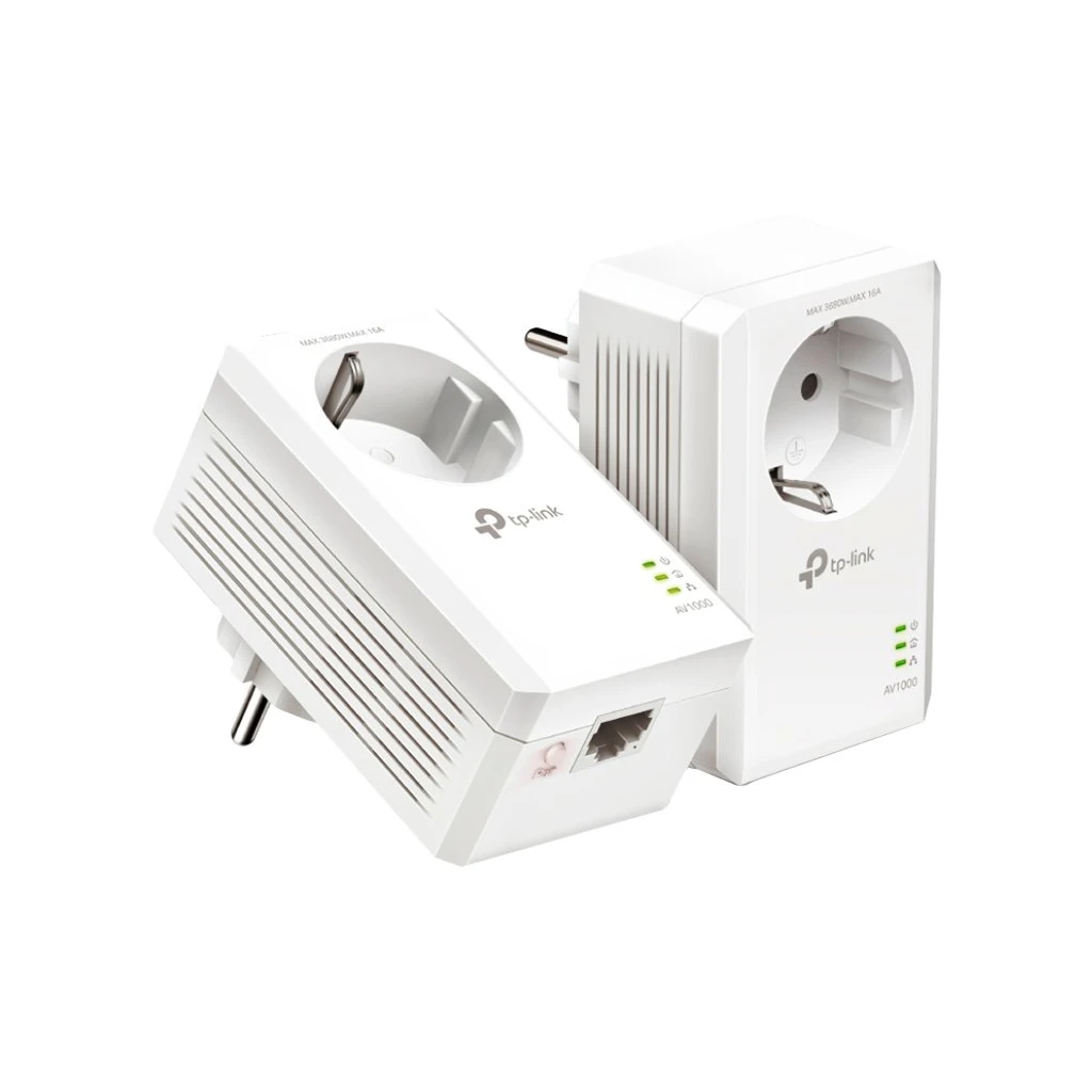 TP-Link AV1000 Passthrough Powerline KIT  Broadcom 1 Gigabit Ports 1000Mbps Powerline HomePlug AV2 Green - image 1