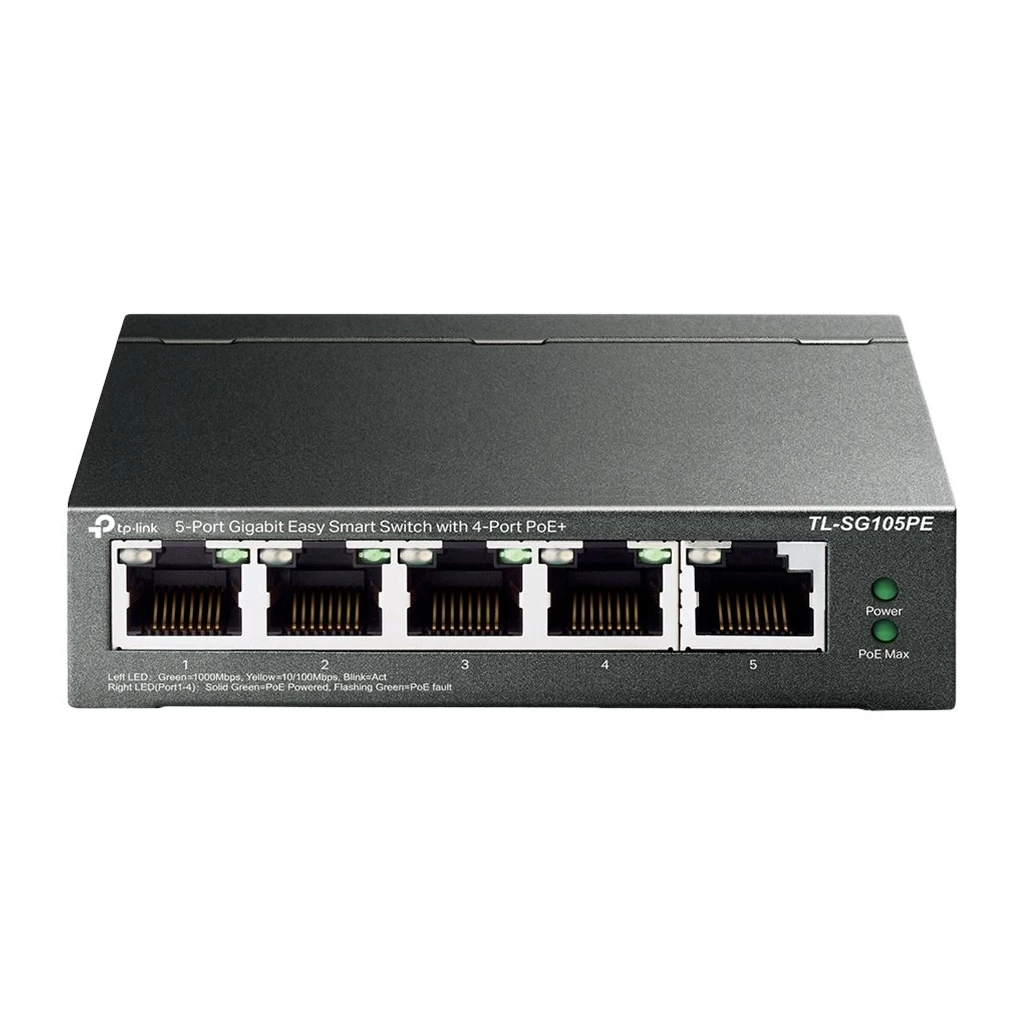 5-Port Gigabit Easy Smart Switch with 4-Port PoE+ metal case desktop mount PoE budget 65W - image 1