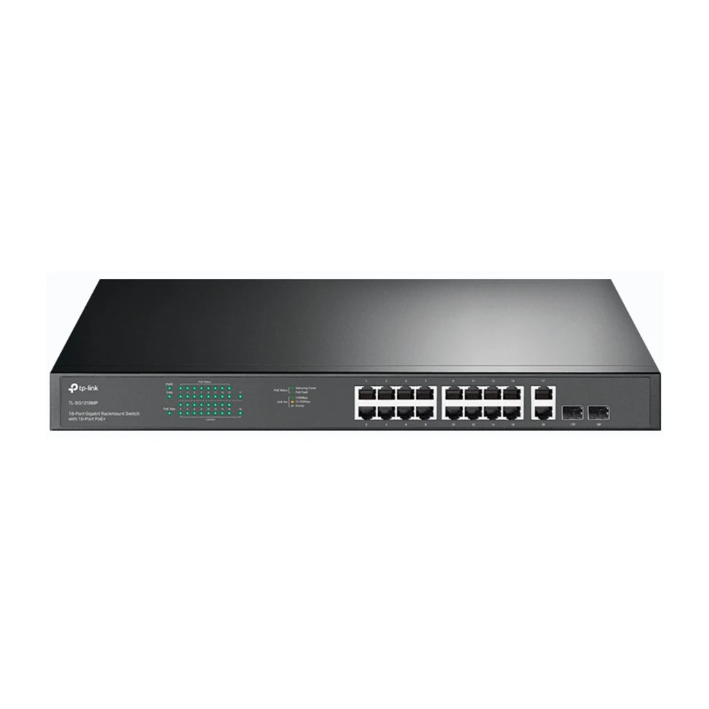 18-port gigabit Unmanaged switch with 16 PoE+ ports 18 10/100/1000Mbps RJ-45 port 2 combo SFP - image 1