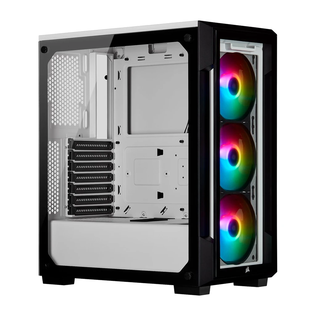 CORSAIR iCUE 220T RGB Tempered Glass Mid-Tower Smart Case — White - image 1