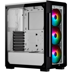 CORSAIR iCUE 220T RGB Tempered Glass Mid-Tower Smart Case — White - thumbnail 1