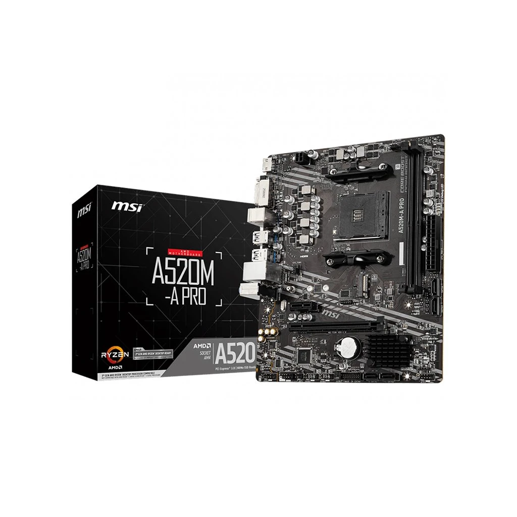 MSI Matična Ploča za Desktop A520M-A PRO - AMD Ryzen AM4 Utičnica, DDR4 Podrška, PCIe 3.0, M.2 Slot - image 1