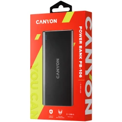 CANYON PB-106 Power bank 10000mAh Li-poly battery Input 5V/2A Output 5V/2.1AMax USB cable length 0.3m - thumbnail 3