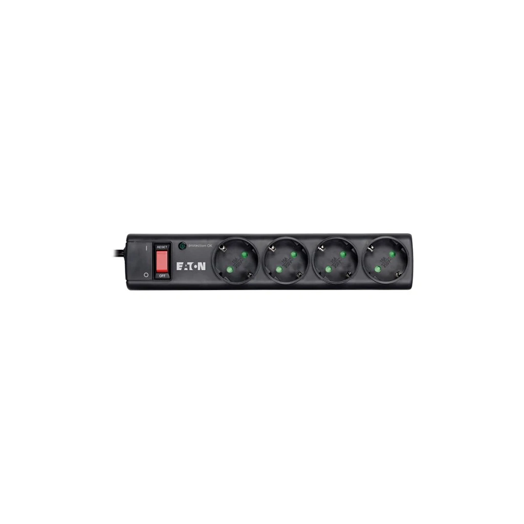 Eaton Protection Strip 4 DIN 10A Input: Schuko Outputs: 4 Schuko; Power Cord Lenght 1m; - image 1