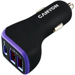 CANYON Universal 3xUSB car adapter Input 12V-24V Output DC USB-A 5V/2.4AMax + Type-C PD 18W - thumbnail 2