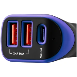 CANYON Universal 3xUSB car adapter Input 12V-24V Output DC USB-A 5V/2.4AMax + Type-C PD 18W - thumbnail 3