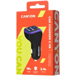 CANYON Universal 3xUSB car adapter Input 12V-24V Output DC USB-A 5V/2.4AMax + Type-C PD 18W - thumbnail 4
