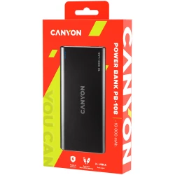 CANYON PB-108 Power bank 10000mAh Li-poly battery Input 5V/2A Output 5V/2.1AMax 140*68*16mm 0.230Kg Black - thumbnail 4
