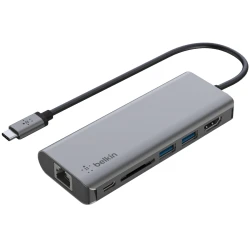 BELKIN CONNECT USB Type-C 6-In-1 Multiport Adapter Silver - thumbnail 1