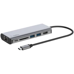 BELKIN CONNECT USB Type-C 6-In-1 Multiport Adapter Silver - thumbnail 2