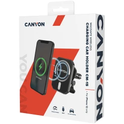 Magnetic car holder and wireless charger C-15-01 15W，Input: USB-C: 5V/2A 9V/3A;Output: 5W 7.5W 10W 15W;83*60*8.15mm0.147kgblack - thumbnail 4