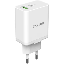 Canyon PD 20W/QC3.0 18W WALL Charger with 1-USB A+ 1-USB-C   Input: 100V-240V Output: - thumbnail 1
