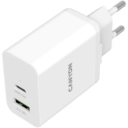 Canyon PD 20W/QC3.0 18W WALL Charger with 1-USB A+ 1-USB-C   Input: 100V-240V Output: - thumbnail 2