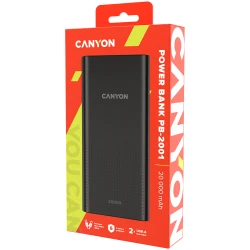 CANYON PB-2001 Power bank 20000mAh Li-poly battery Input 5V/2A  Output 5V/2.1AMax 144*69*28.5mm 0.440Kg Black - thumbnail 3